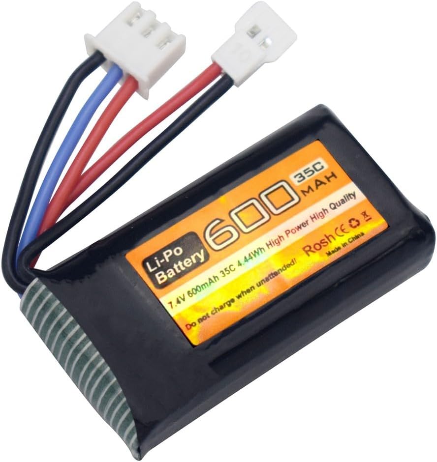 2× 7.4V 600mAh 35C 2S LiPo Batteries with Molex Plug – Compatible with FMS FCX24 RC Crawlers and Electric Climbing Vehicles