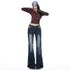 American Spice Girl retro nostalgic micro-pull jeans women's autumn new elastic and thin versatile horn pants