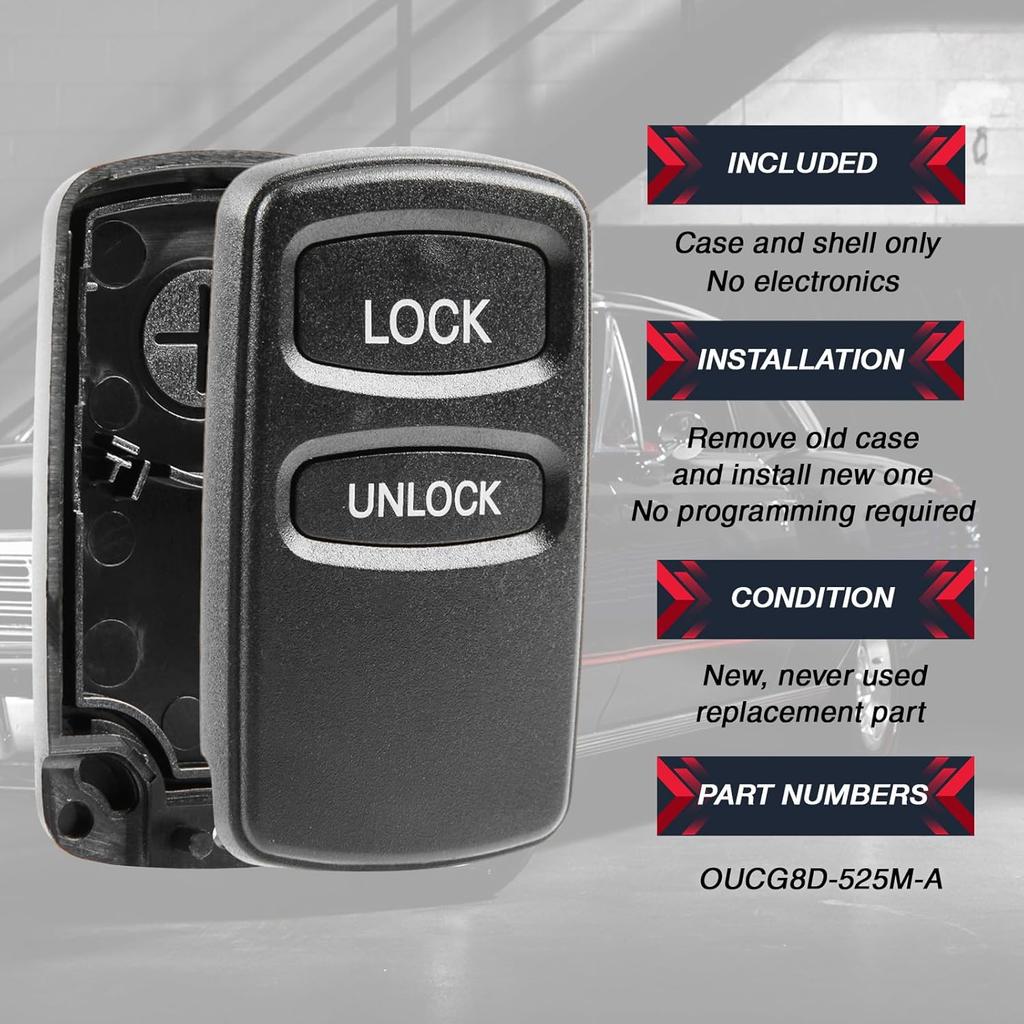 Key Fob Keyless Entry Remote Shell Case & Pad fits Mitsubishi 2002-2006 Eclipse / 2002-2007 Lancer / 2000-2004 Montero Sport / 2003-2006 Outlander