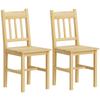 Dining Chairs Set of 2, Kitchen Chair with Slat Back, Pine Wood Structure for Living Room and Dining Room, Natural