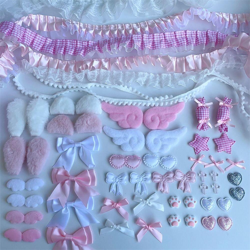 40Pcs/Set Ear Handmade Material Pack Pink Pain Bag Colorful Material Pack Set Card Cover Decoration DIY