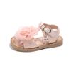 Girls Princess Shoes T-strap Big Flowers Kids Sandals Ins Trendy 2025 Summer New Girls Beach Shoes Non-slip Soft Sole Sweet