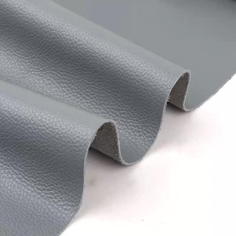 Grey blue top layer cowhide, lychee patterned genuine leather, whole leather fabric, sofa, chair, headboard soft package, furnit