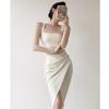 White Dress Women's High-end Summer French Long Engagement Party Light Luxury Small Dress Temperament Satin Suspender Skirt