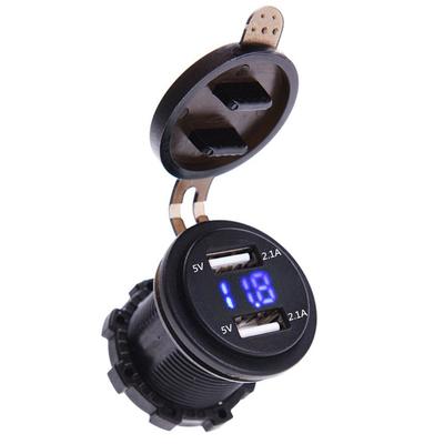 Waterproof Dual Usb Charger Socket Waterproof Power Outlet 4.2A With Voltmeter & Wire In-Line 10A Fuse For 12-24V Car Boat Marine Motorcycle