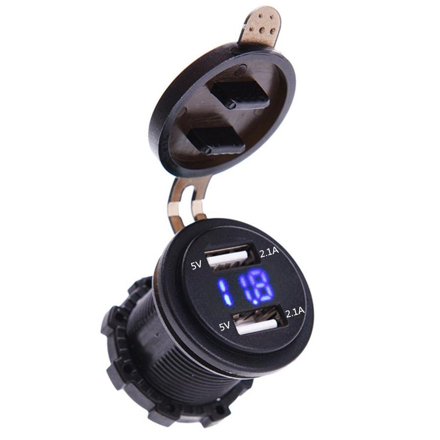 

Waterproof Dual USB Charger Socket & Voltmeter for 12-24V Car Truck Motorcycle