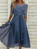 2025 Elegant European Long Bridesmaid Dress Chiffon Lace Hollow Evening Gown