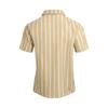 Summer Men's Fashion Striped Loose Short Sleeve Shirt Casual Breathable Lapel Button Shirts Soft and Comfortable Linen Blouse