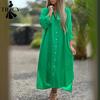 Damenmode Frühling Herbst Einfarbig Druck Langarm POLO Hals Lose Taille Casual Kleider