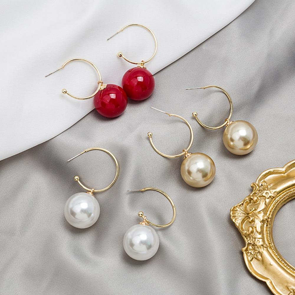Korean Luxury Big Perfect Imitation Pearl Dangle Earrings for Women Wedding Party Daily Wear Banquet Temperament Jewelry Gifts