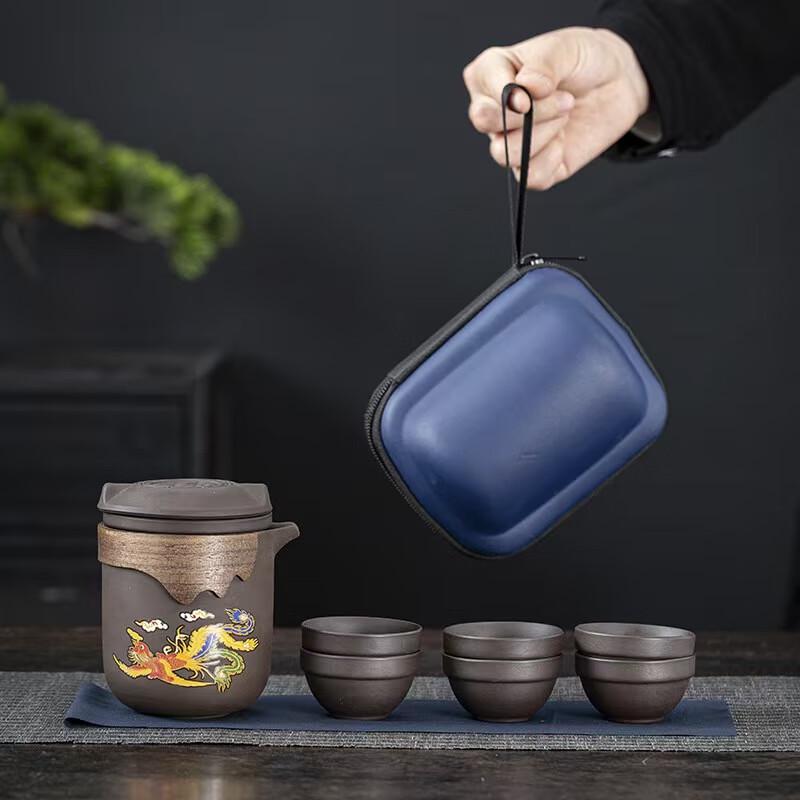 Исинский Цзыша Быстрый Чайный Набор - Путешественническое Издание  Дракон и Феникс