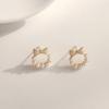 S925 Silver Needle Sweet Versatile Unique Imitation Pearl Bow Stud Earrings Trendy Niche Design Sense Premium Earrings