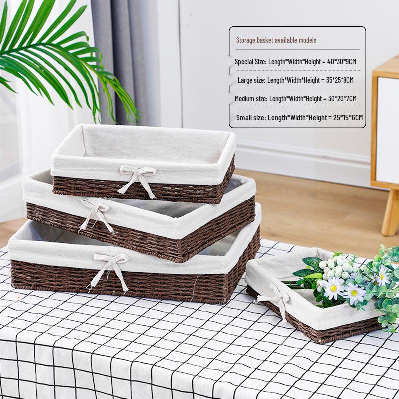 Handmade Rattan Paper Rope Storage Basket for Home Organization