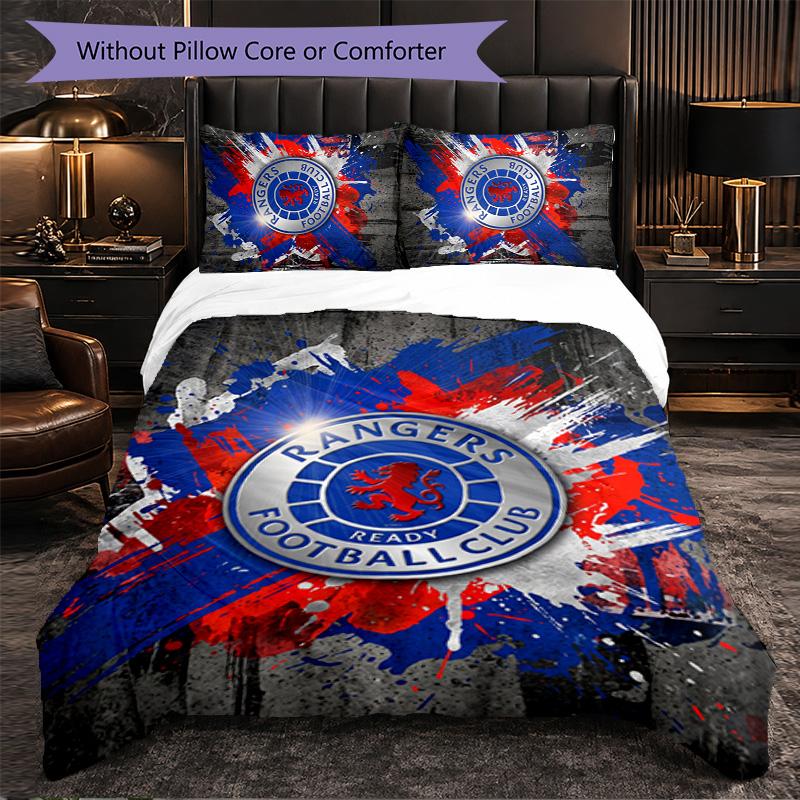 Biancheria da letto a tema Rangers FC Set 3 Pezzi Copripiumino Biancheria da letto Decorativa Per Stanza Adolescenti Decorazione Casa