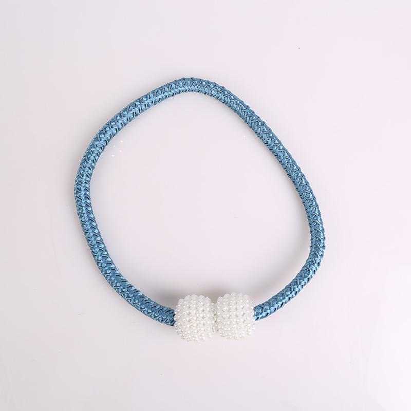 Magnetic Curtain Tiebacks Pearl Ball Elegant Woven Rope Curtain Holdbacks Magnet Drapery Tie Back Clips Curtain Holder for Living Room Bedroom Home