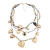 Elegant Multi Layered Rope Necklace Alloy Gold Heart Pendant Clavicle Chain Jewelry Accessories for Women Daily Wear