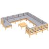 13 Piece Garden Lounge Set with Grey Cushions Pine Wood