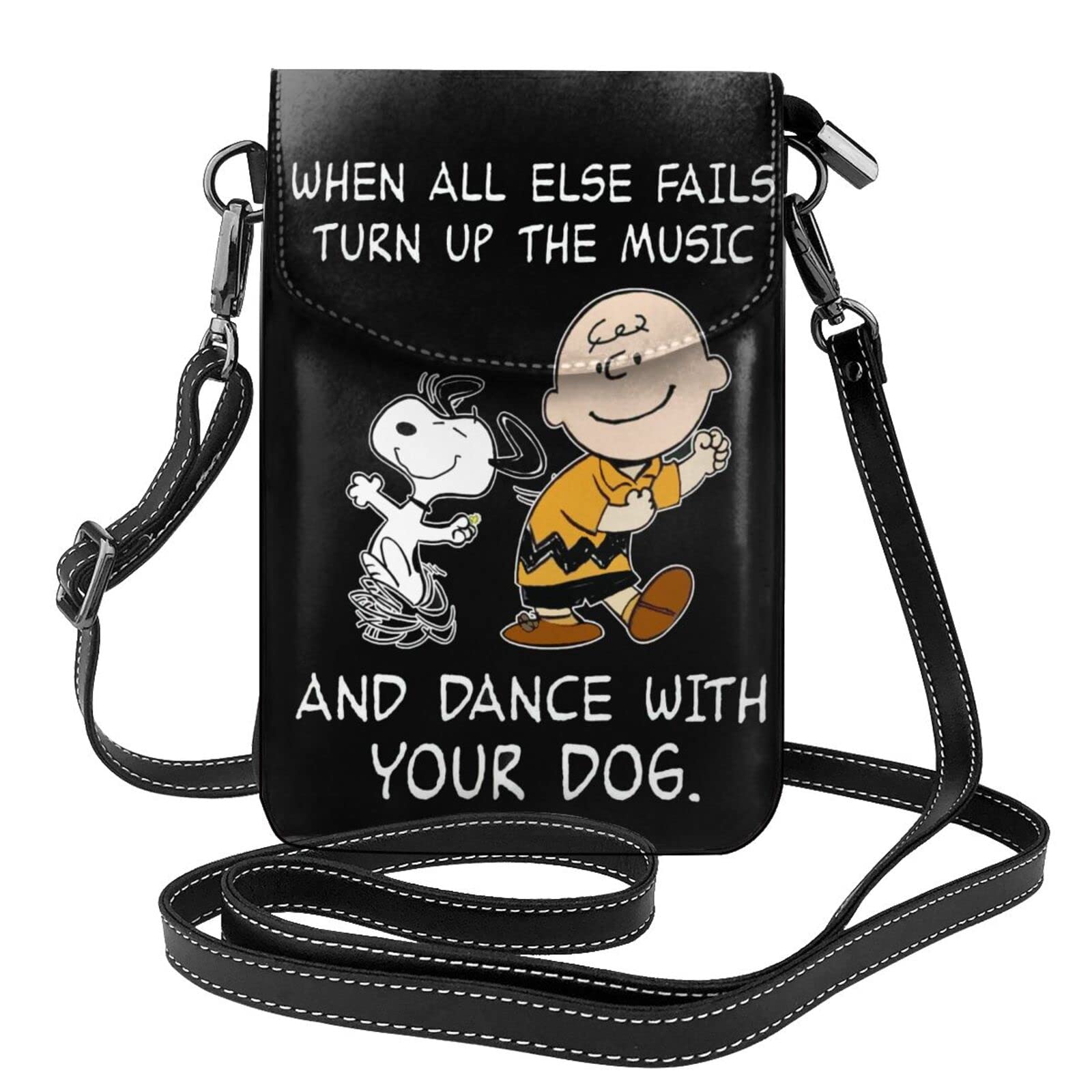 

Black and White Floral Miguel Dog Anime Character Popular Genuine Leather Smartphone Shoulder and Mini Popular Crossbody 19cm High x Wide x 4cm Thick