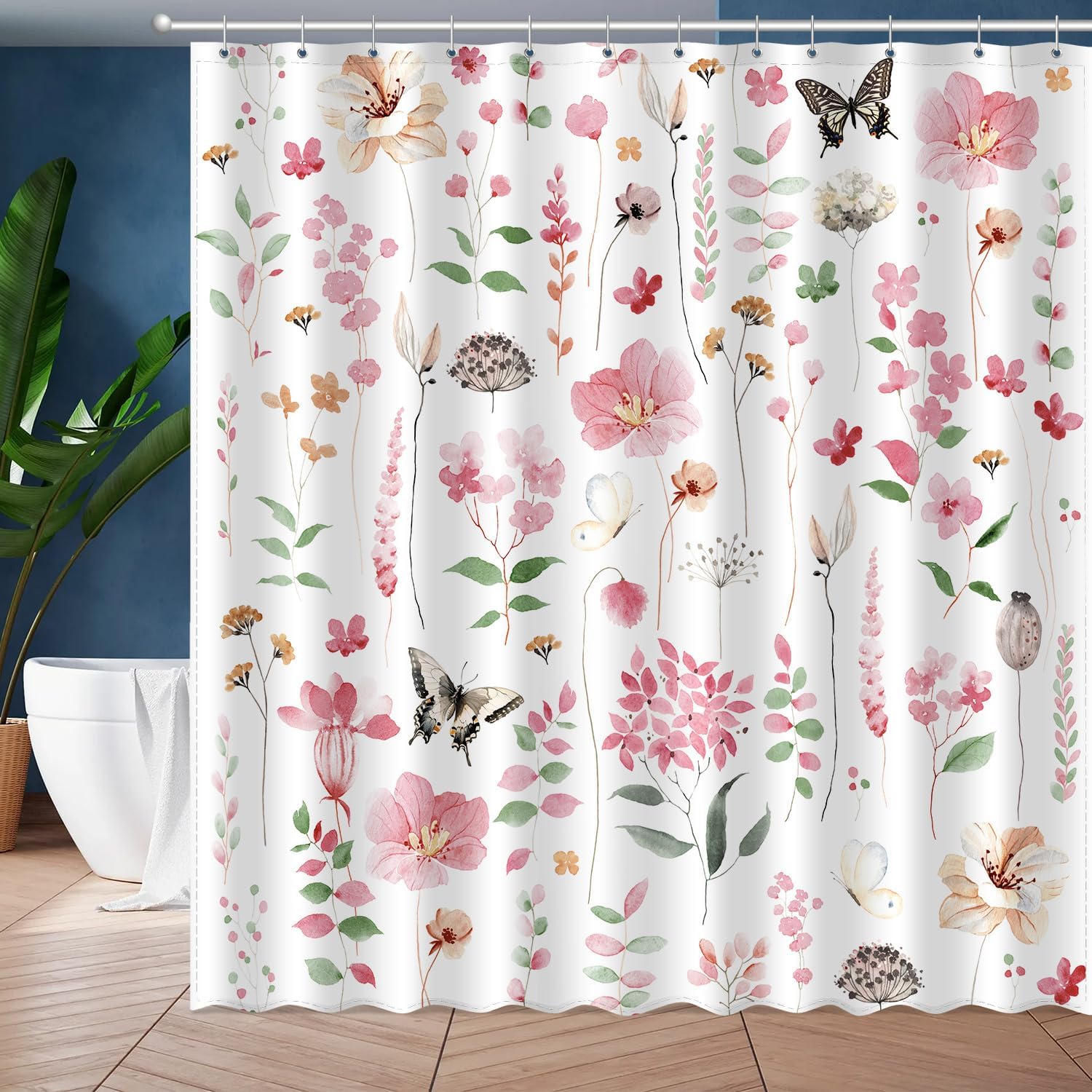 

Merry Christmas Shower Curtain, Happy New Year Winter Santa Claus Snowman Xmas Tree Home Holiday Bathroom Decor, Polyester Cloth W60H190(CM)-1 Pcs