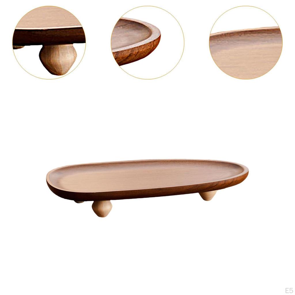 Wood Pedestal Stand Wooden Serving Tray Decorative Riser Platter for Treats