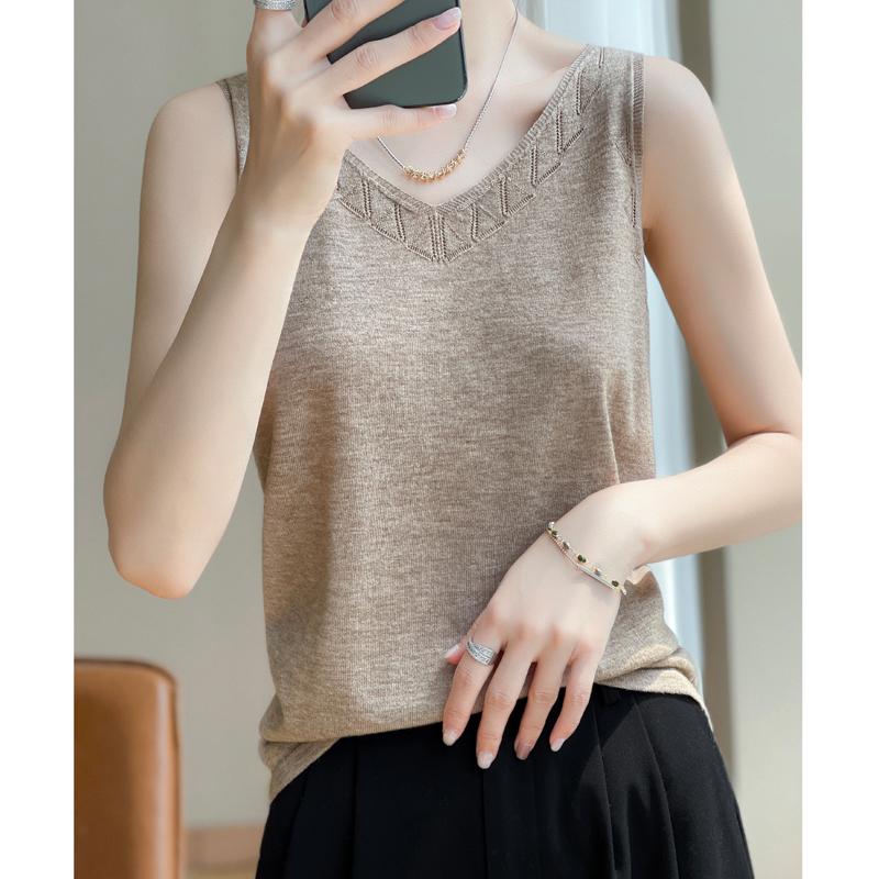 Women's worsted wool mulberry silk vest, Qinghe cashmere, 50% wool 50% mulberry silk, winter knitted pullover autumn sweater cashmere sweater