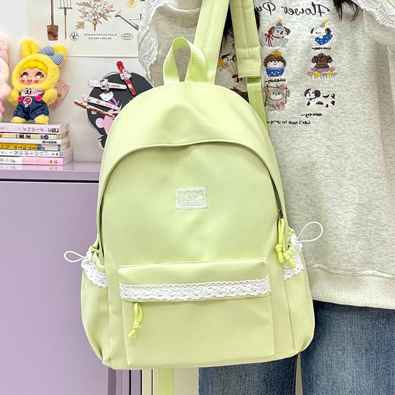 Schoolbag1011 junior high school girls lace large capacity high school backpack travel simple schoolbag lightweight backpack