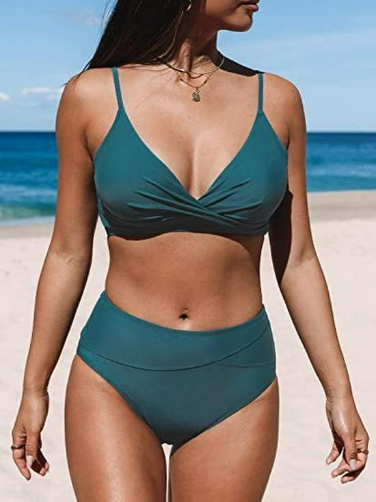 2023 Best-Selling Women's V-Neck High-Waisted Twist Bikini with Adjustable Straps