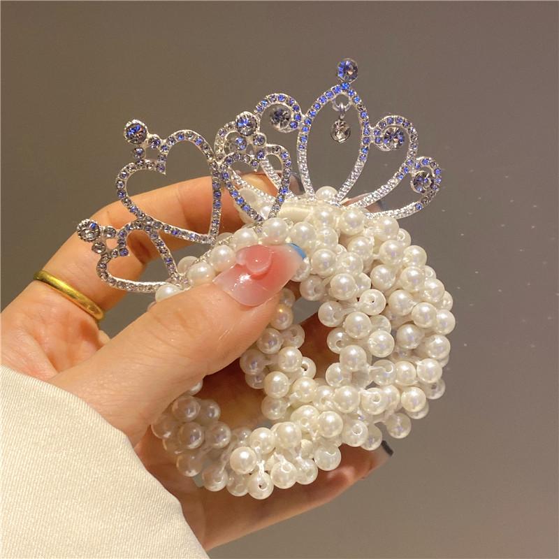 Pearl Princess Crown Hair Tie for Girls