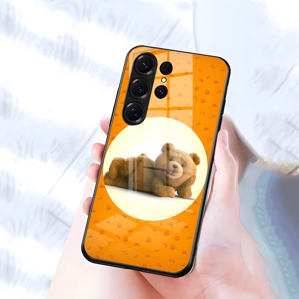 T-Ted B-Bear Phone Case For Samsung S26 S25 S24 FE S23 S22 S21 Plus S20 Ultra Note20Ultra Black Glass Cover