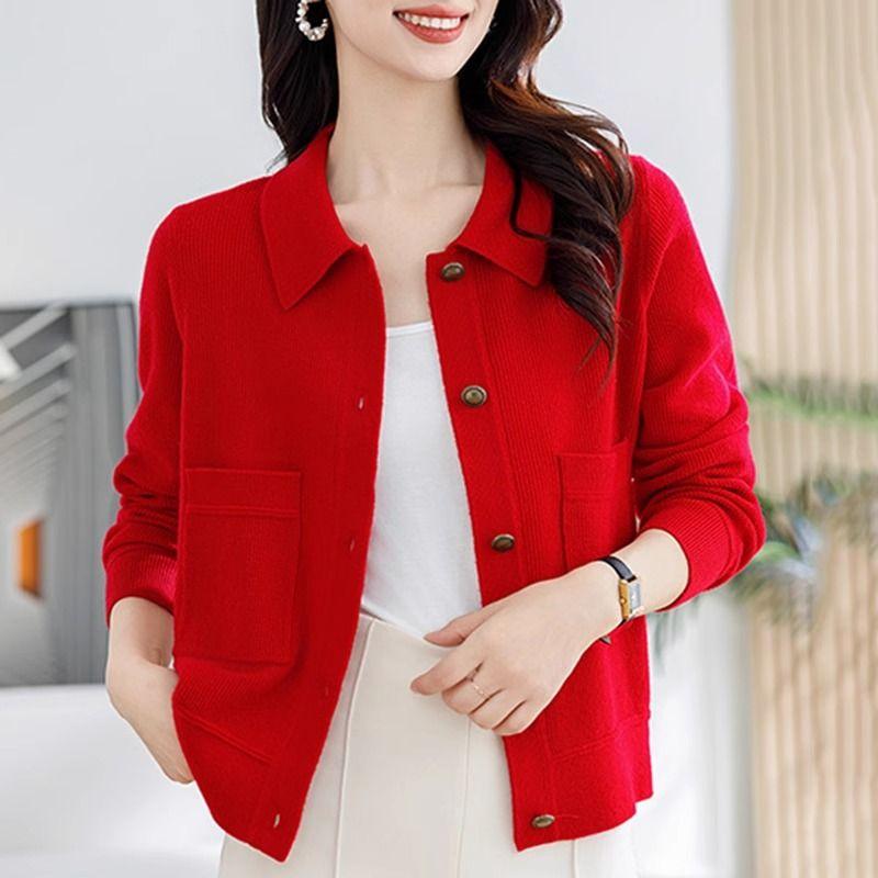 Cardigan Lavorato a Maglia da Donna Versatile Maglione Largo Giacca Cardigan Top Elegante Versatile da Donna