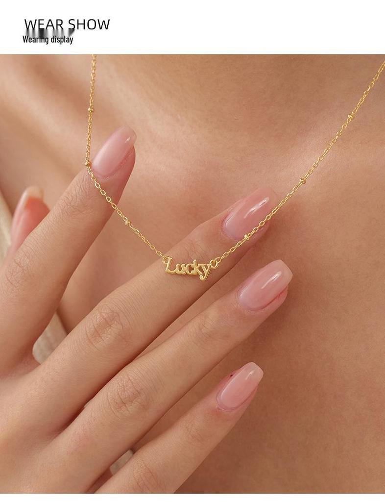 925 Sterling Silver Letter Pendant Necklace - Women's Simple Lock Clavicle Chain Fashion Choker
