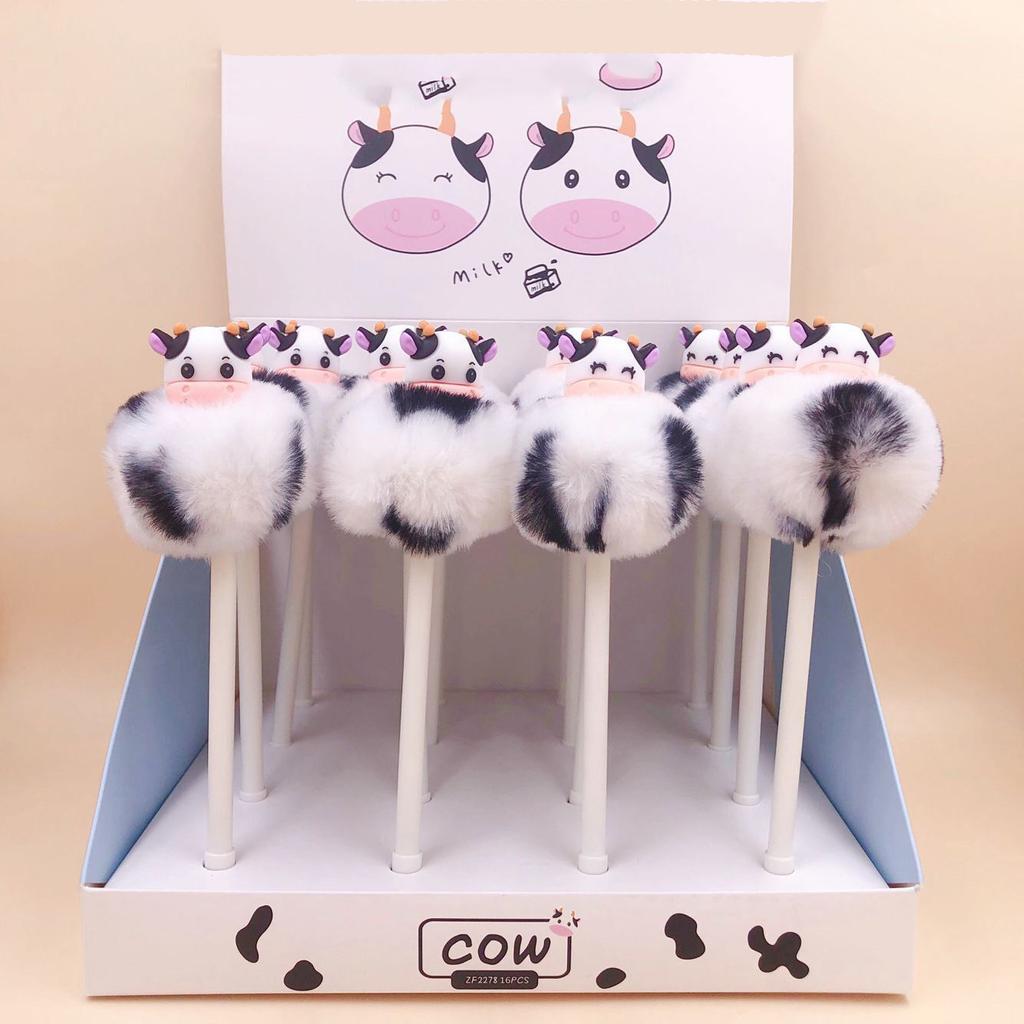 1 Stück süßer Plüsch-Kuh-Gelstift, kreatives Pressebüro, Geschenk, Schulbedarf, Schreibwaren, Kawaii, lustige Stifte