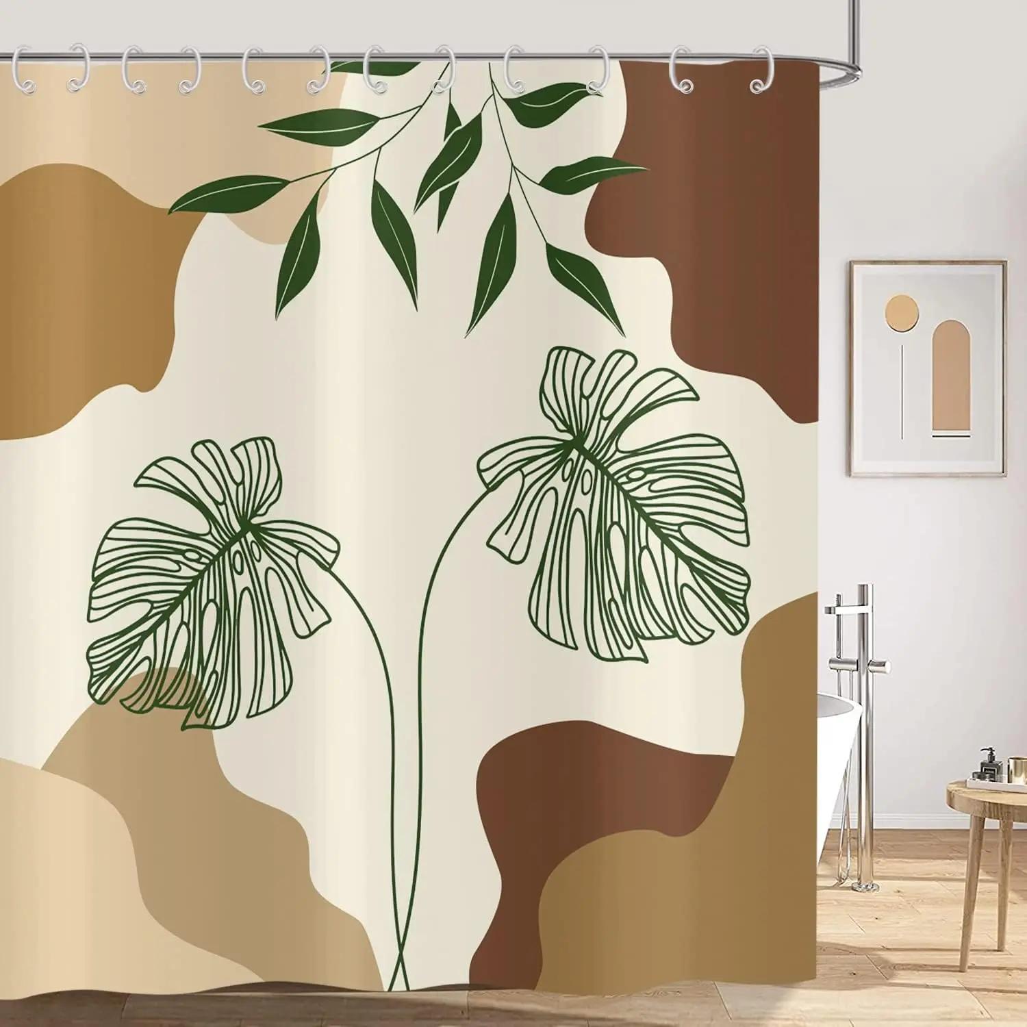 Bohemian Style Waterproof Shower Curtain 180X 180Cm Abstraction Century Art Modern Minimalist Geometry Aesthetic Shower Curtain W60H190(CM)-1 Pcs