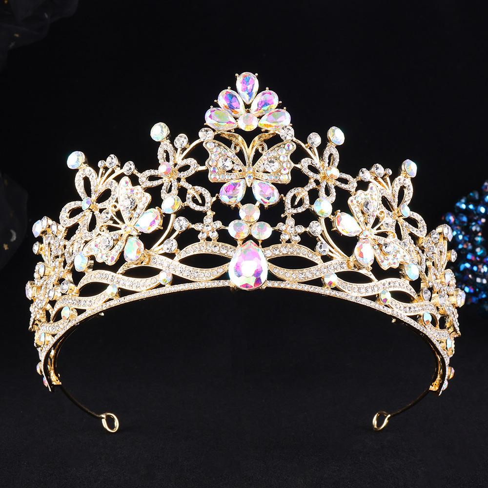 DIEZI Luxury Butterfly AB Rhinestone Crystal Tiara For Women Wedding Party Elegant Bridal Bride Crown Jewelry Hair Accessories