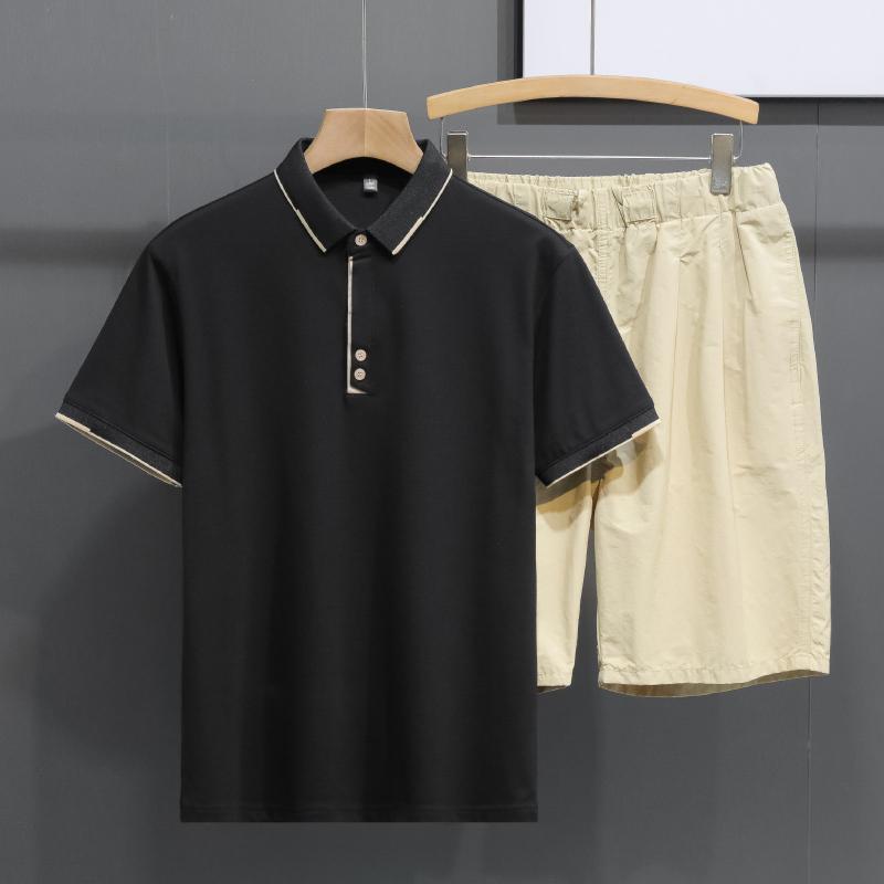 

Mens Casual Solid Color Short Sleeve Polo Shirt M чорний