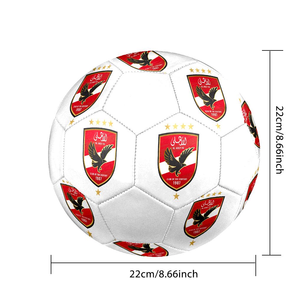 Al Ahly SC Soccer Ball, Colorful, Suitable for All Ages, Machine-stitched, PVC Material, Competition Grade, Durable and High Bounce