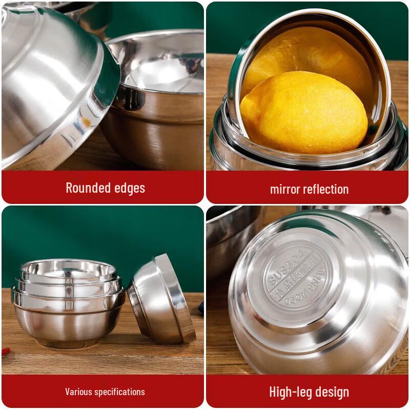 14cm Stainless Steel Heat-Insulating Bowls - 10 Pack