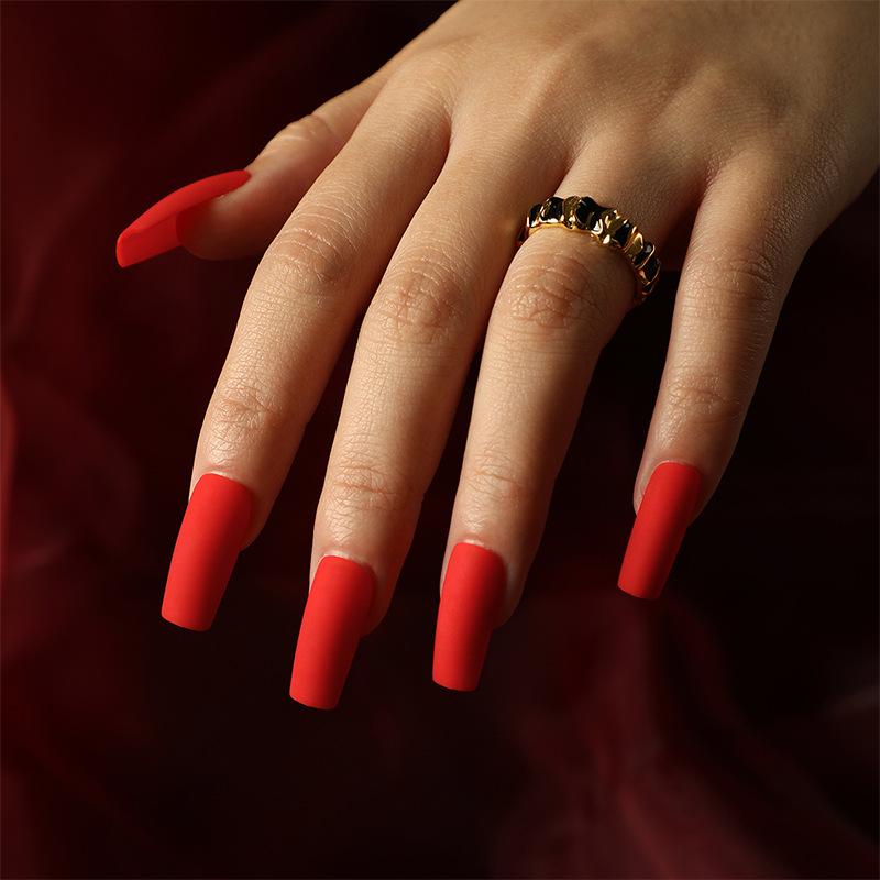 

Wearable Nail Scrub Solid Color Medium Square Nail Collection Nail Patch Wearing Nail False Nails