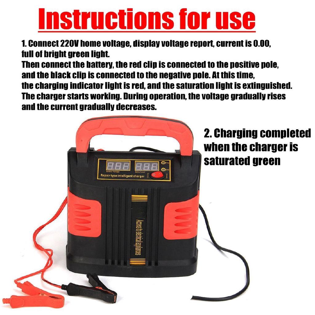 24V 200Ah Portable Electric Car Emergency Charger Booster Intelligent Pulse Repair Type ABS LCD 2 Modes Battery 350W