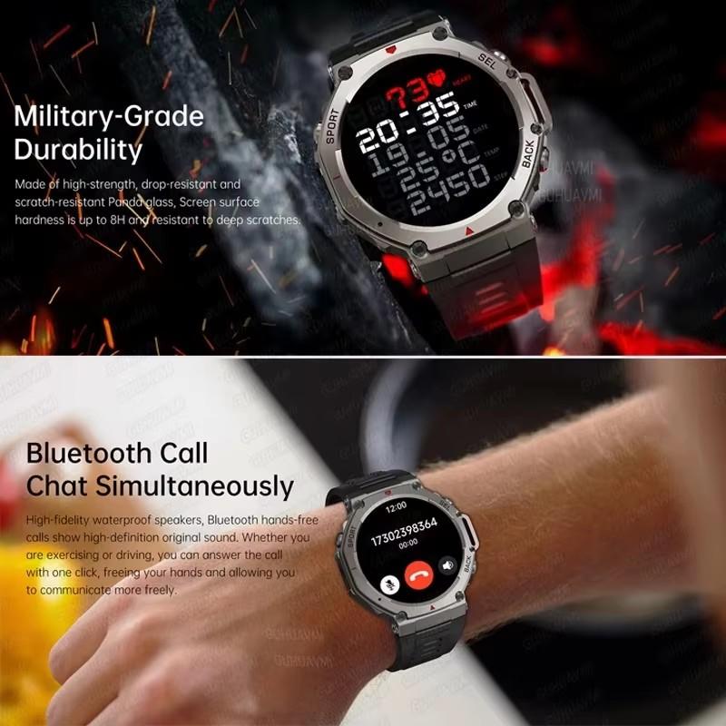 2026 New T-Rex 3 Ultra GPS Smart Watch 5 ATM Waterproof Built-in Dual-band GNSS Compass Military Sport Smartwatch
