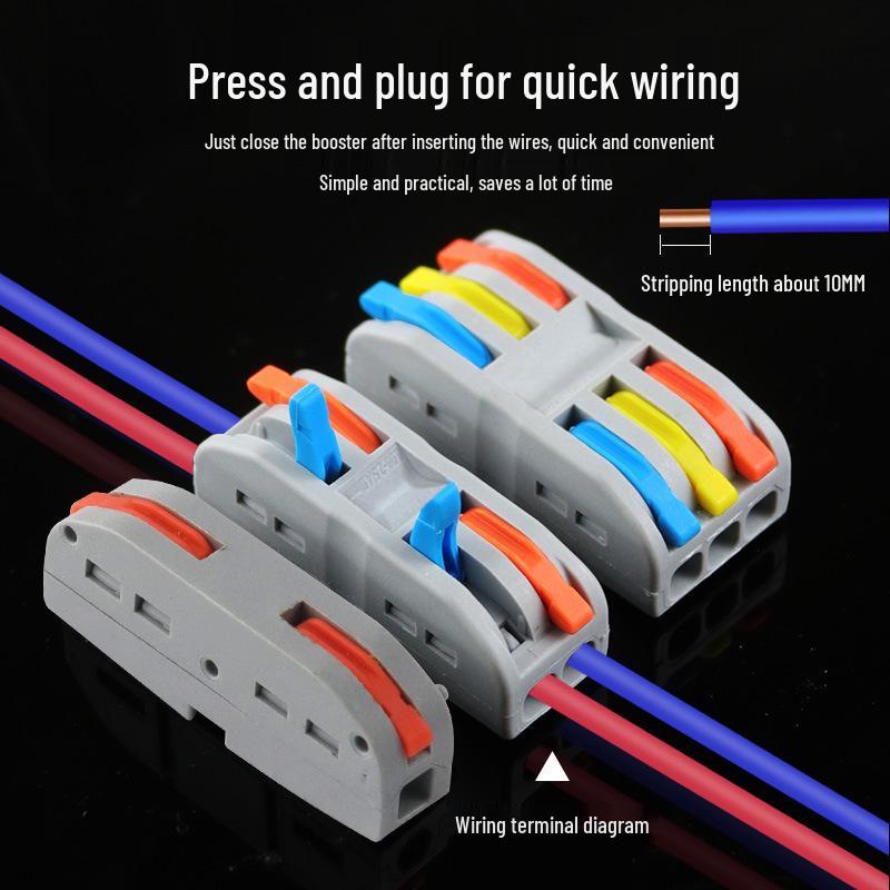 Quick Connect Press-in Terminal Splitter for Soft & Hard Wire Conductors