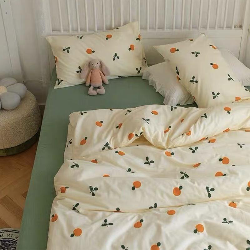 Vintage Floral Bedding Set Ins Single Double Size Duvet Cover No Filler Flat Sheet Pillowcase Soft Girls Home Bed Linens