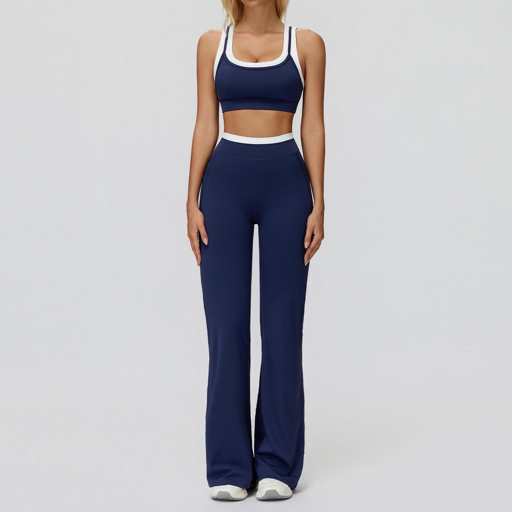 Completo da Yoga da Donna Transfrontaliero: Color Block Nude Feel, Vita Alta Costolata, Abbigliamento Sportivo Fitness Versatile