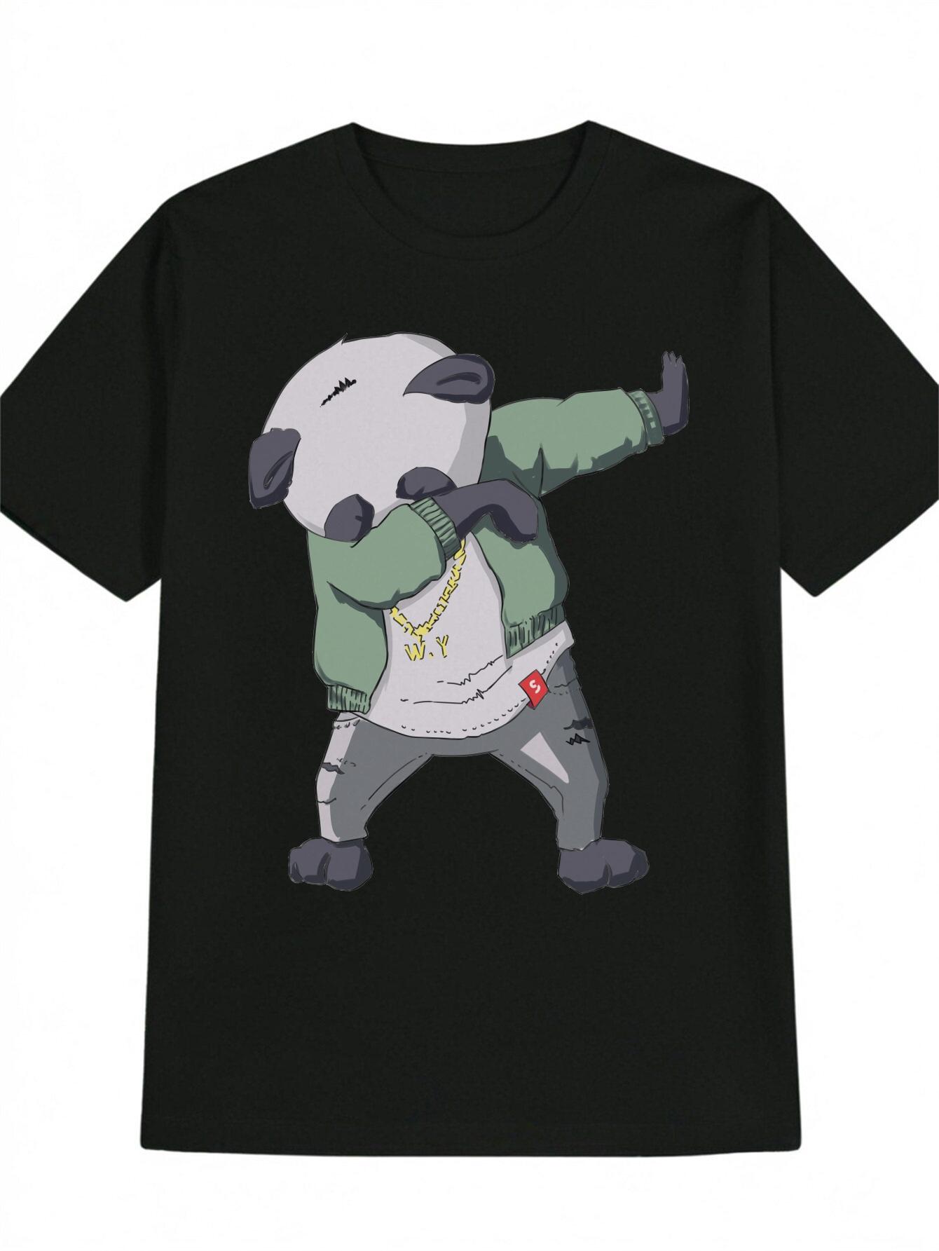 

Casual Panda Graphic T-shirt - Green Jacket Print XXL