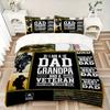 3pcs World's Best Veteran Dad Quilt Cover Set, Soft & Comfortable Polyester Fabric, All-Season Breathable For 1 Quilt Cover & 2 Pillowcases (No Core)