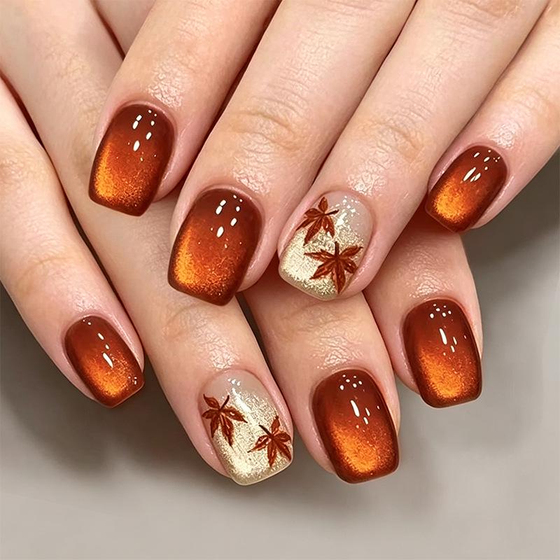 3D Pink Flower Leopard Print Detachable Wearable Nail Tips - European & American Design