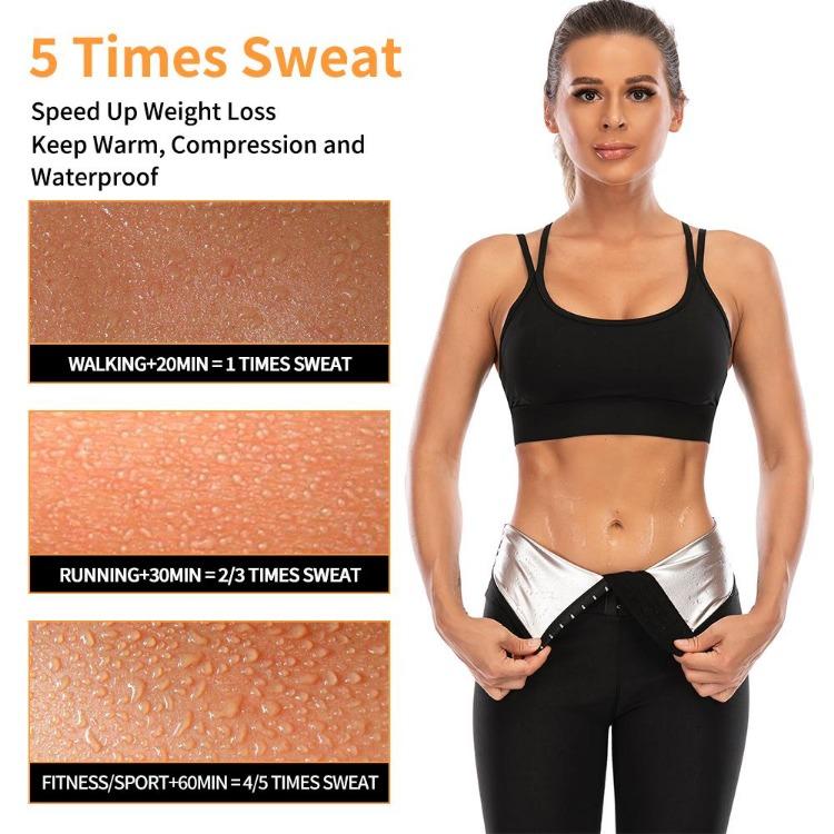 Damer Bantande Thermo Svettbyxor Magkontroll Träningsleggings Kroppsformare Träning Bastu Kompr Byxor