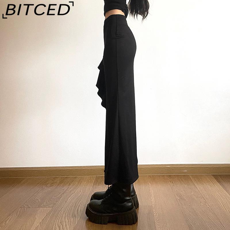 BITCED Summer Women's Solid-Color Slim-Fit Streetwear High-Waisted Bodycon Split Skirt