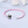 Charms 925 Silver Pink Zircon Heart Love Bead Bracelet Women Jewelry Valentines Fine Girlfriend Gift Accessory