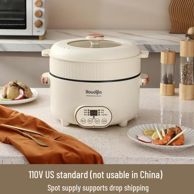 110V US Standard Multifunction Electric Pot: Hot Pot, Grill, Stir-fry, Shabu-Shabu - All-in-One Compact Cooking Solution